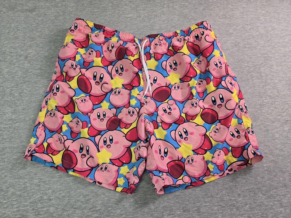 Kirby Shorts Mens Medium Multicolor Kirby Swim Trunks Lined Drawstring Pockets